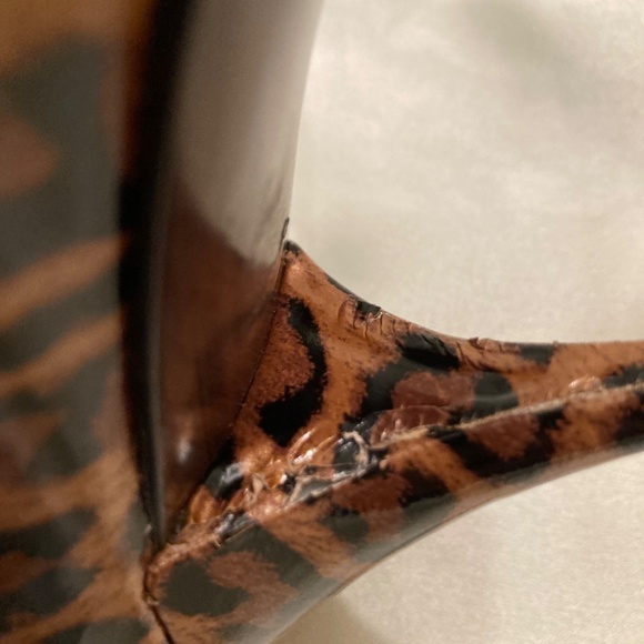 Stuart Weitzman Animal Print Leopard Brown Black Patent Pumps Size 7.5  VGUC - Picture 8 of 14